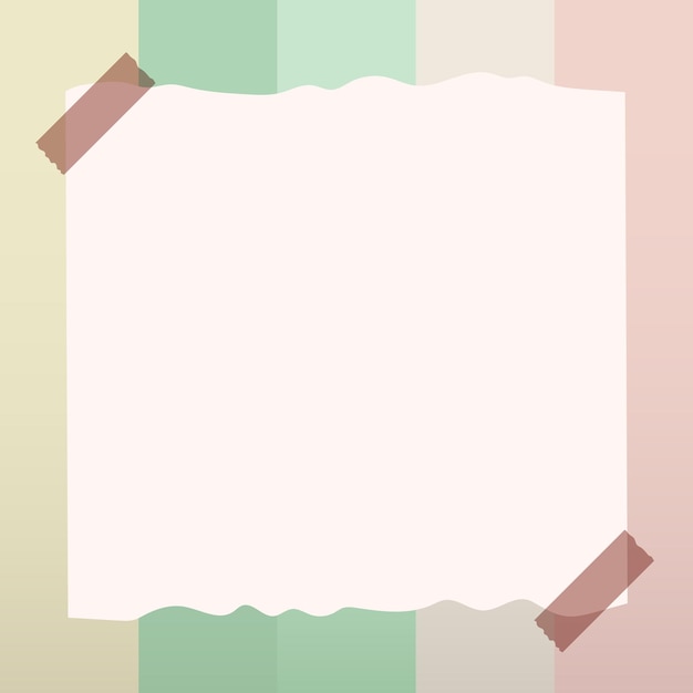 벡터 베이지색 파스텔 색상 배경이 있는 귀여운 미학적 빈 찢어진 종이 메모 프레임