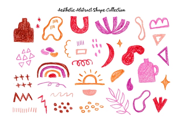 Cute Aesthetic Hand Drawn Abstract Shape Collection