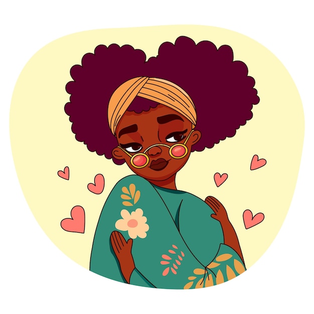 cute african american girl with glasses