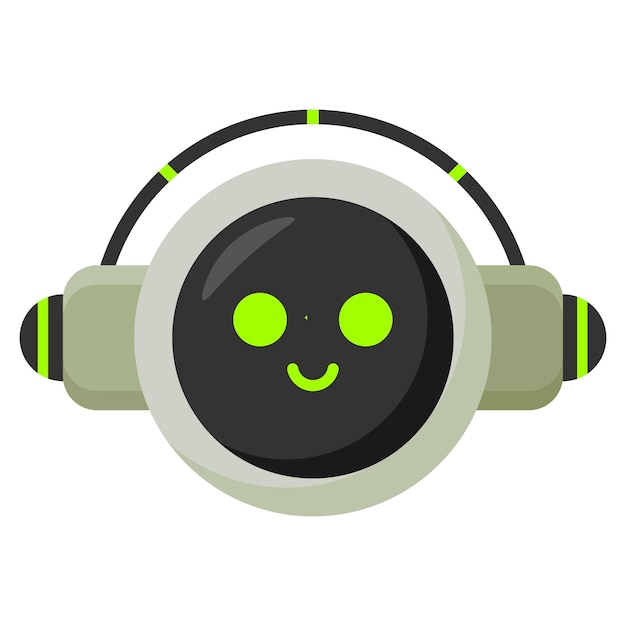 Cute AI Robot Head Vector Illustration