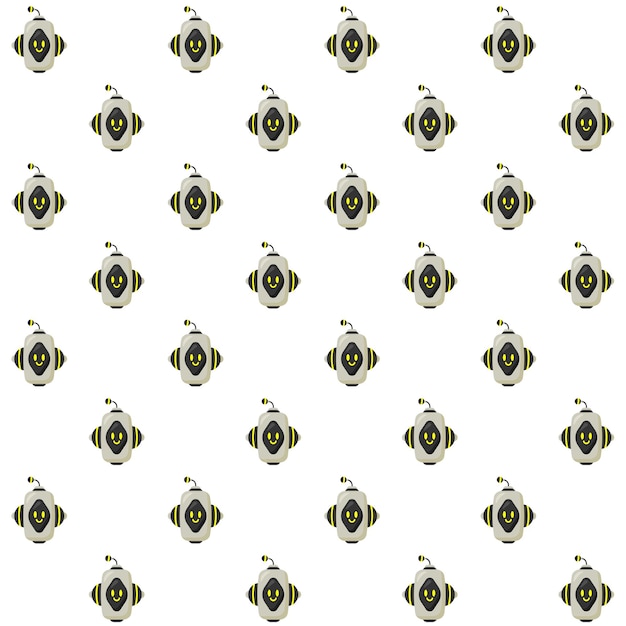 Cute AI Robot Head Vector Seamless Pattern