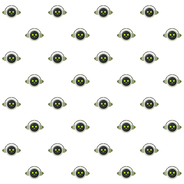 Cute AI Robot Head Vector Seamless Pattern