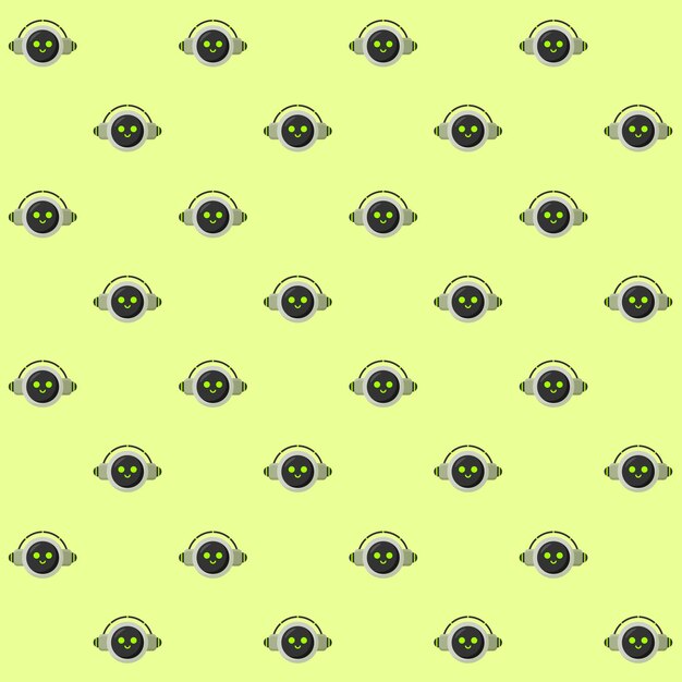 Cute AI Robot Head Vector Seamless Pattern