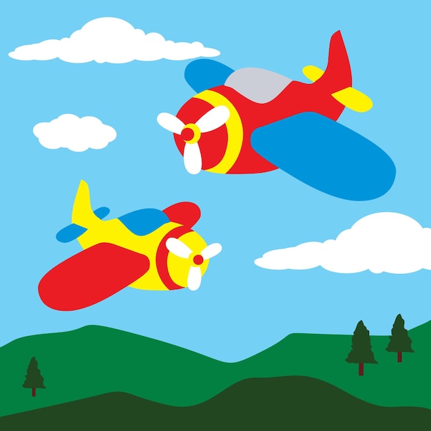 Cute airplane cartoon vector