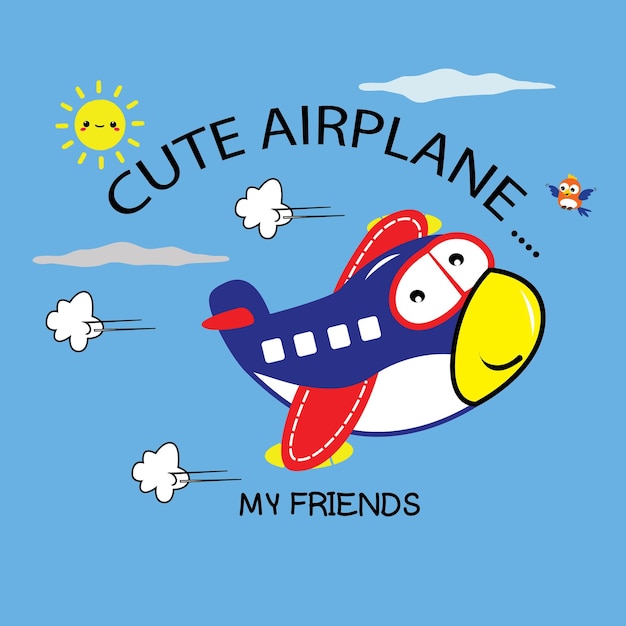 Vector cute airplane graphic illustration for print t shirt vector cartoon