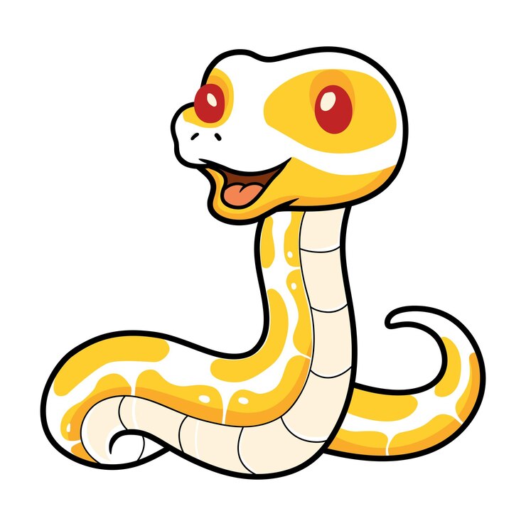 वेक्टर cute albino ball python snake cartoon