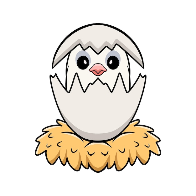 Vector cute albino cockatiel bird cartoon inside from egg