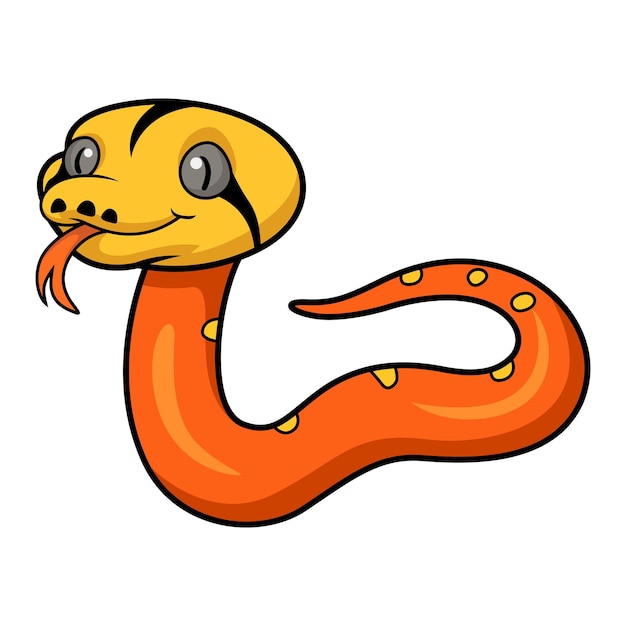 Cute albino golden child reticulated python cartoon