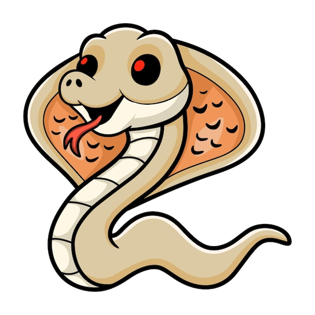 Cute albino monocled cobra cartoon