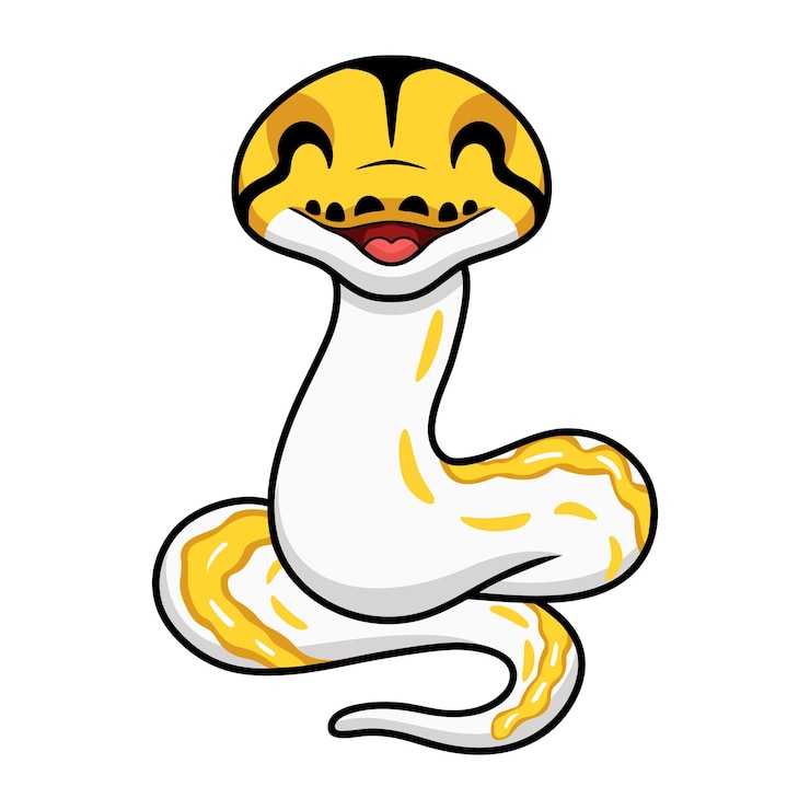 वेक्टर cute albino tiger reticulated python cartoon