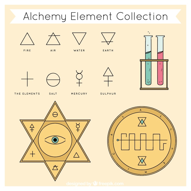 Vector cute alchemie element collectie