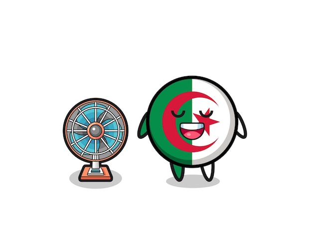 Cute algeria flag is standing in front of the fan