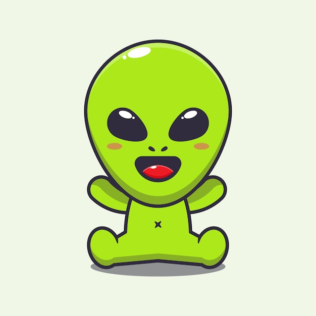 Cute alien cartoon vector illustration.