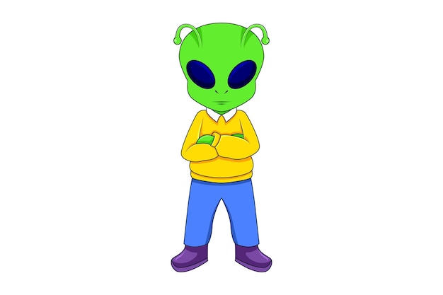 Cute Alien Character Design Illustration