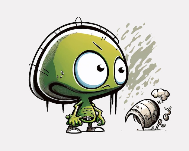 Vector cute alien icon, futuristic