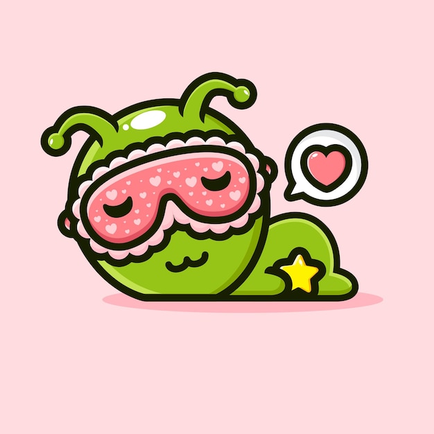 Vector cute alien lazing in sleeping glasses and holding a star