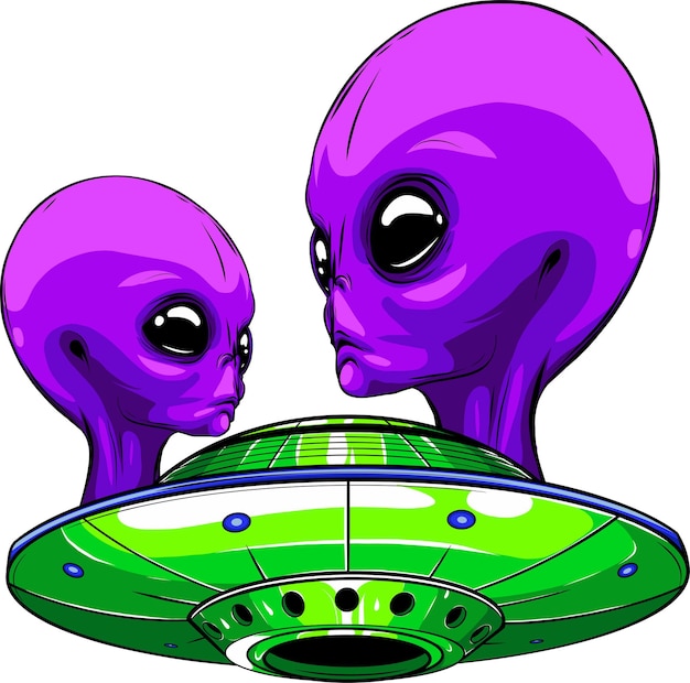 Vector cute alien ufo cartoon vector illustration