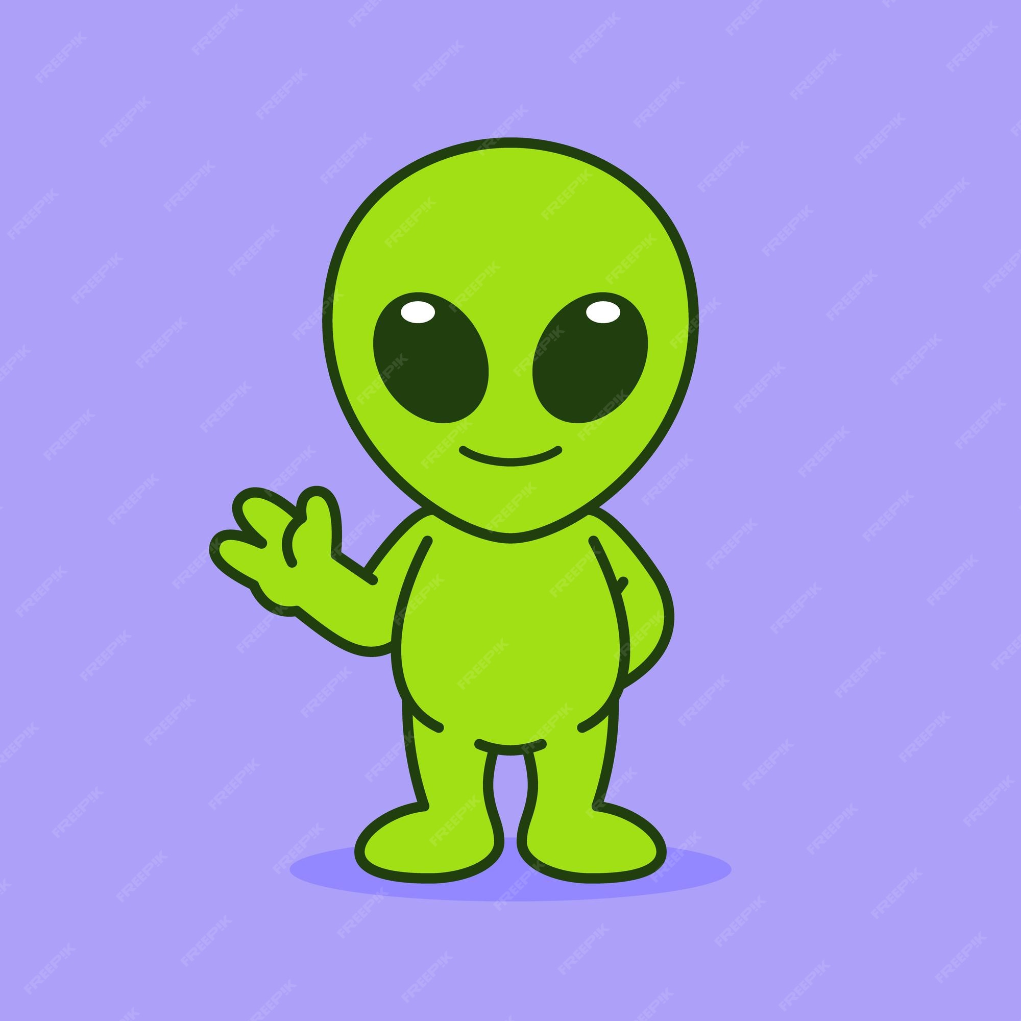 Design of cute alien waving hand on the planet 5054343 Vector Art