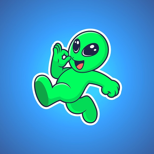 Cute alien with funny pose cartoon