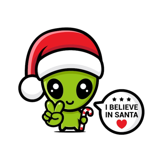 cute aliens wearing santa hat