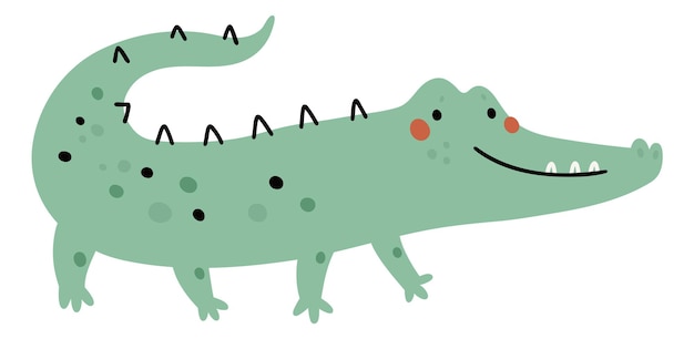 Cute alligator smiling crocodile in kid print style