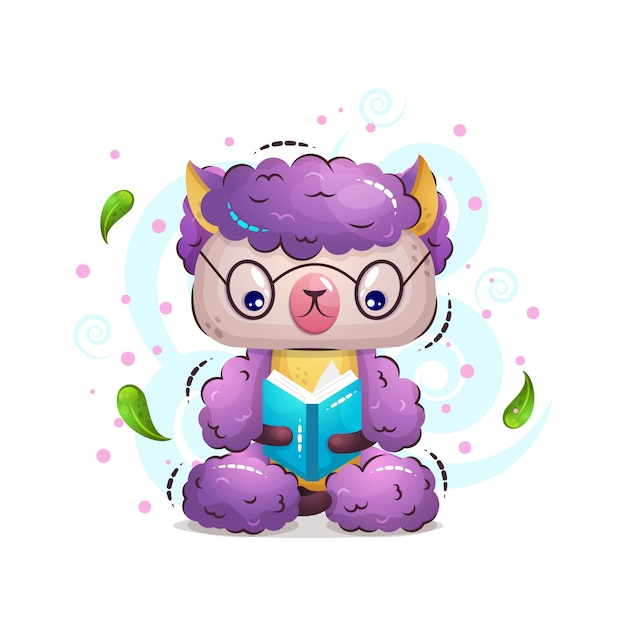 The cute alpaca animal illustration