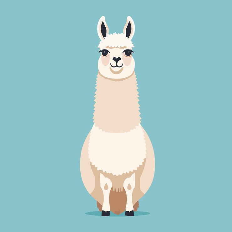 Vector cute alpaca cartoon illustration for kids