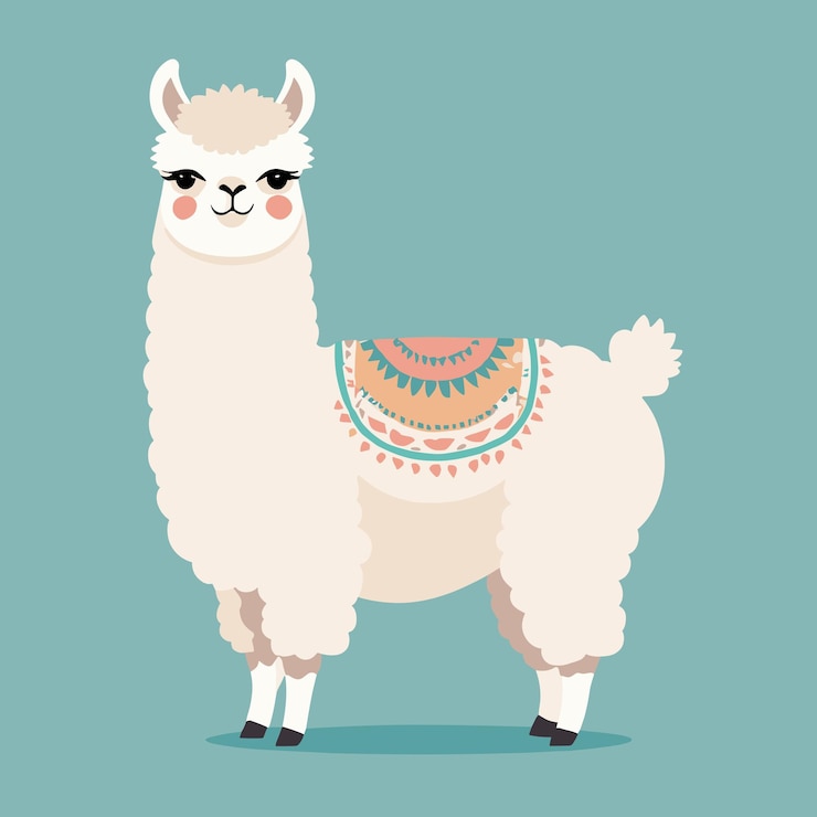 Vector cute alpaca cartoon illustration for kids