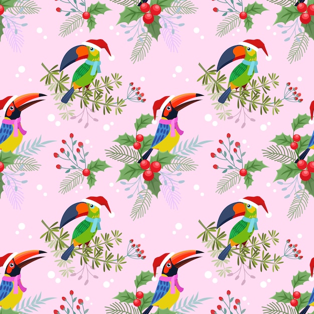 Cute alpaca in christmas season seamless pattern.