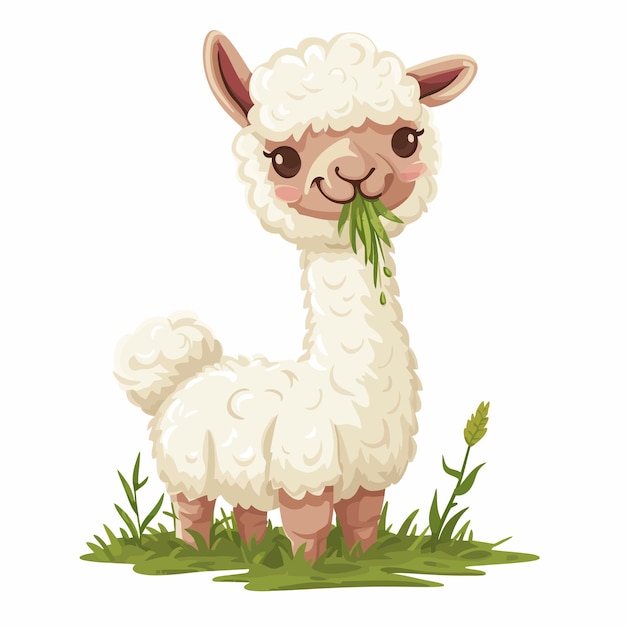 Cute_alpaca_eat_grass_vector