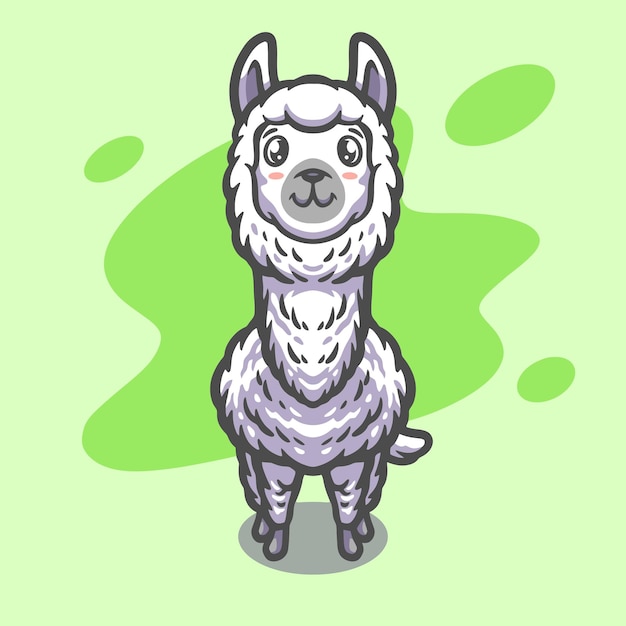 Vettore simpatico disegno di illustrazione mascotte alpaca