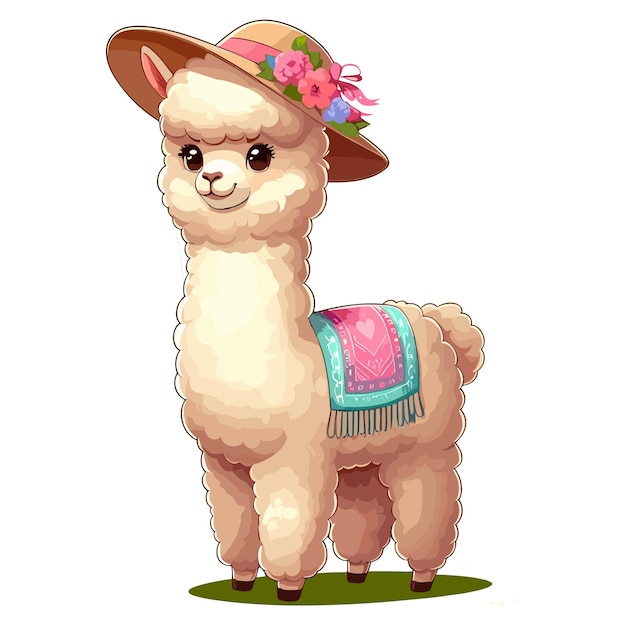 Cute Alpaca Vector Cartoon illustration