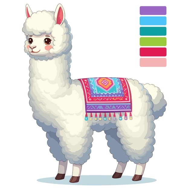 Cute alpaca vector illustrazione di cartoni animati