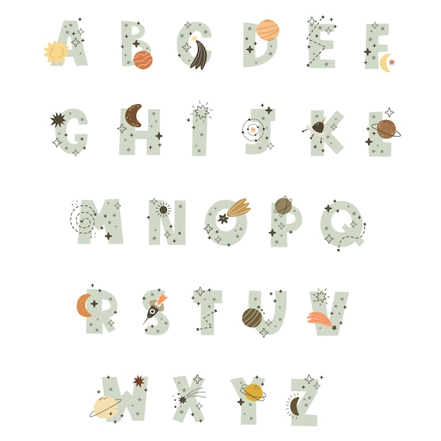 Cute alphabet Hand drawing font for children