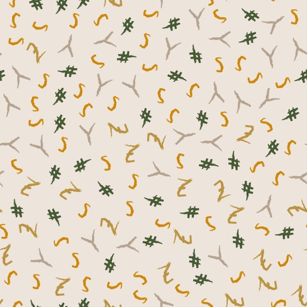 Cute alphabet seamless pattern with crayon handwritten doodles and boho style word abc concept