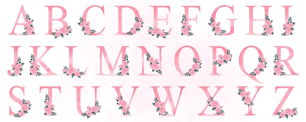 Cute alphabet with roses illustration