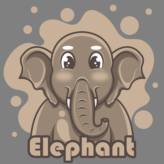 Icona del logo della mascotte dell'elefante carino e sorprendente