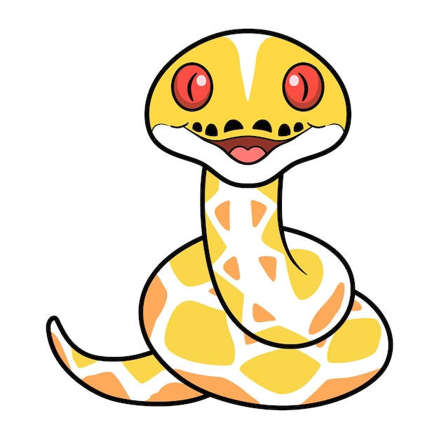 Cute amelanistic reticulated python cartoon