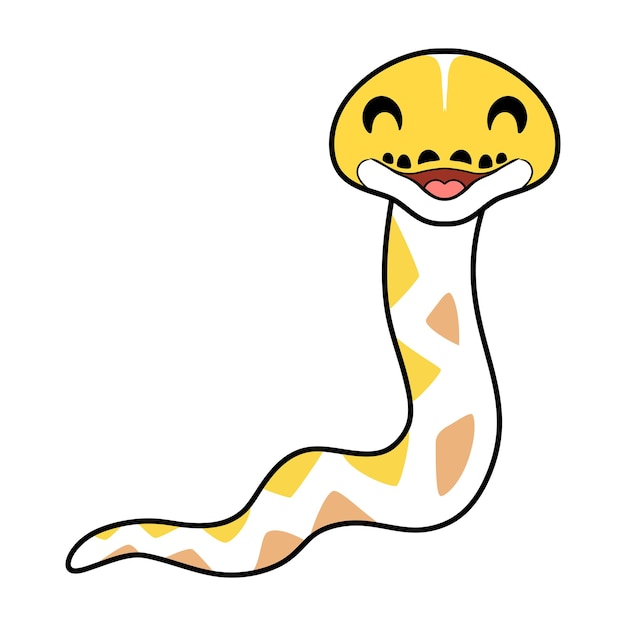 Cute amelanistic reticulated python cartoon