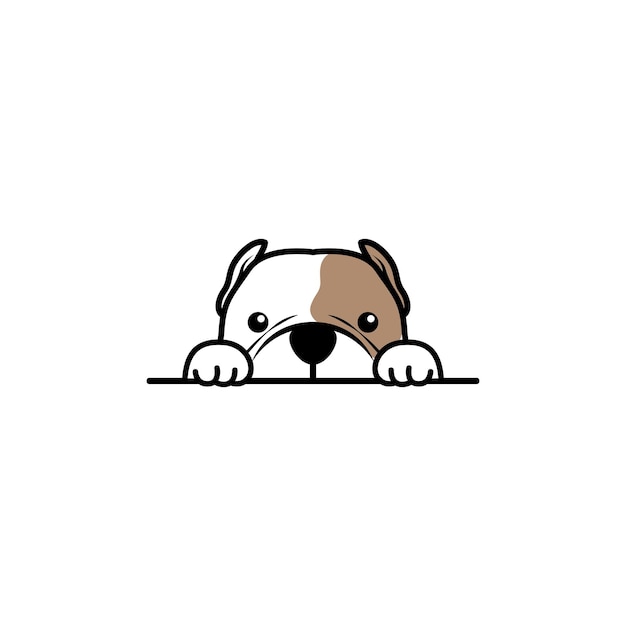 Cute american bully dog peeking cartoon vector illustration
