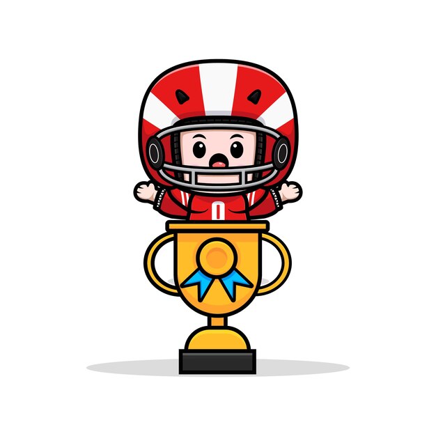Симпатичный американский футболист внутри иллюстрации талисмана трофея