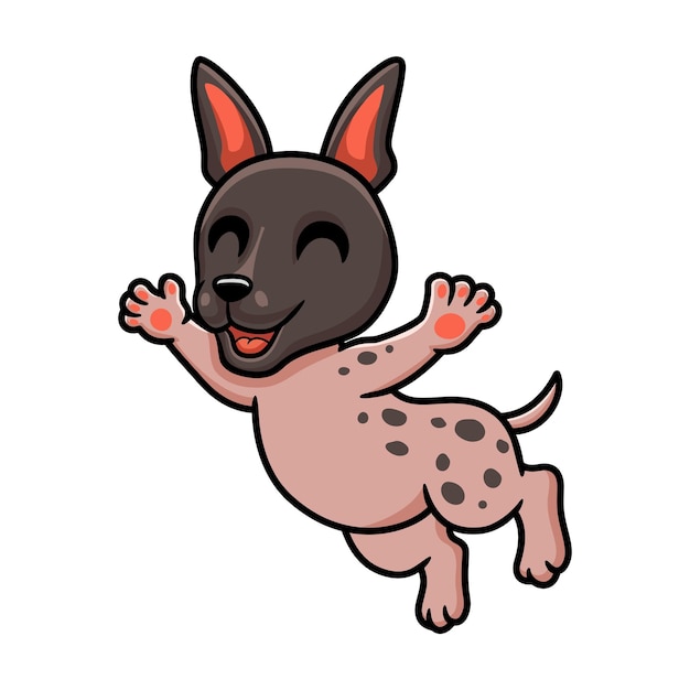 Cute american hairless terrier cartoon posing