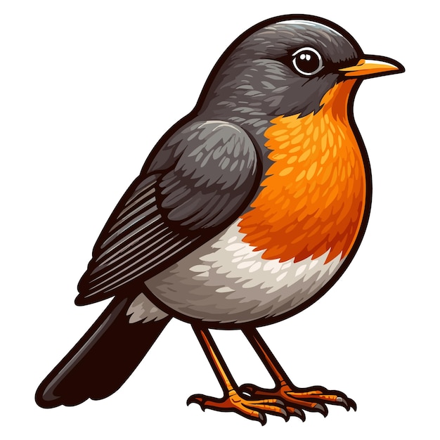 Cute American Robin Vector Cartoon illustration