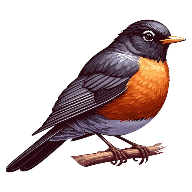 Vector cute american robin vector cartoon illustration