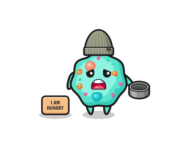 Cute amoeba beggar cartoon character