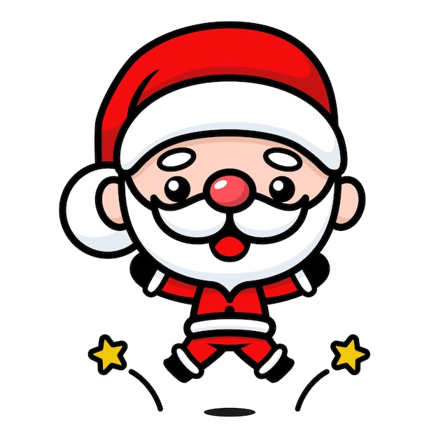 ベクトル かわいいとカワイのクリスマス サンタクロース 漫画キャラクタージャンプ