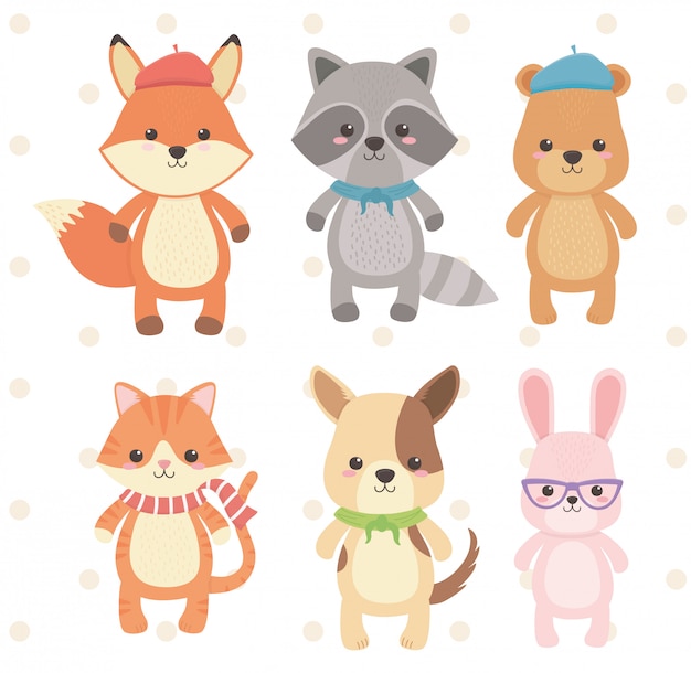 かわいいと小さな動物のグループキャラクター