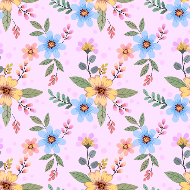 귀엽고 달콤한 색상 꽃 원활한 패턴 직물 섬유 벽지 포장지에 사용할 수 있습니다.