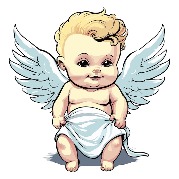 Cute angel baby vector drawing