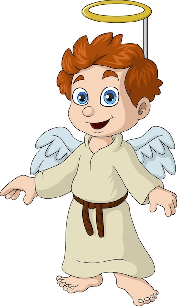 Cute angel cartoon on white background